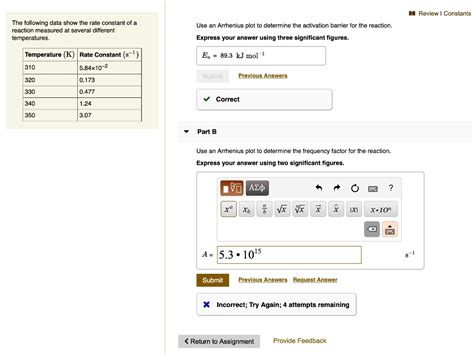 The Following Data Show The Rate Constant Of A Reaction Measured At