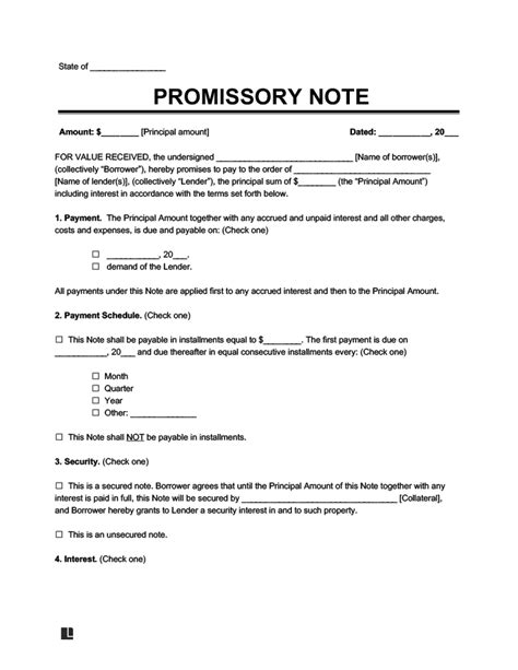 Free Promissory Note Template Pdf And Word Legal Templates