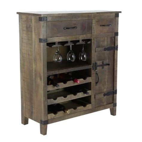 Litton Lane Bottle Brown Wood Wine Rack The Home Depot