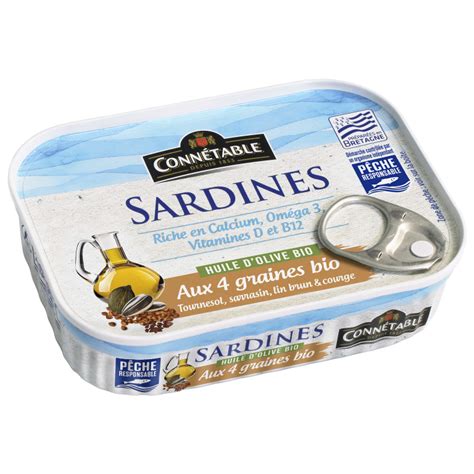 Sardines Pêche Responsable à lhuile dolive bio et aux 4 graines bio