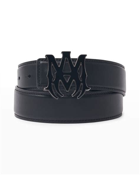 Amiri Mens Leather Ma Logo Buckle Belt 4cm Neiman Marcus