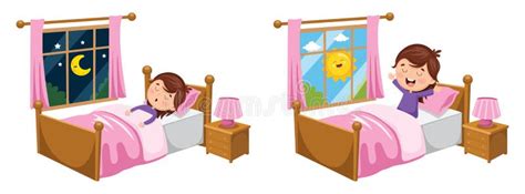 Vector Illustration of Kid Sleeping and Waking Up Stock Vector ...