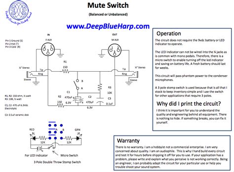 Mic Mute Pedal Phantom Power And LED DiyAudio