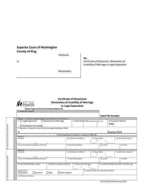 Fillable Online Kingcounty Certificate Of Dissolution Declaration Of