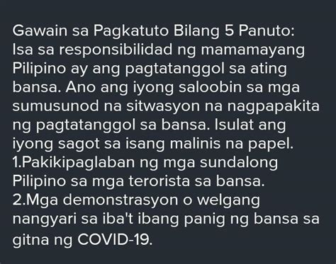 Pasagot PleAse Kailangan Ko Na Po Brainly Ph