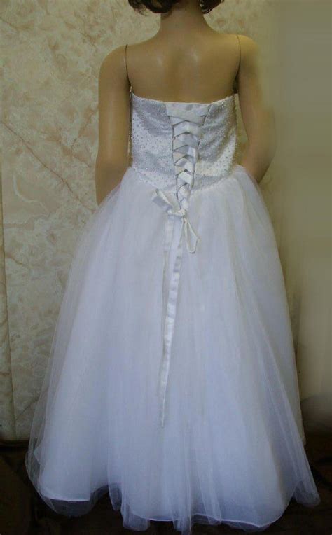 Strapless A Line Beaded Bodice Organza Flower Girl Dress