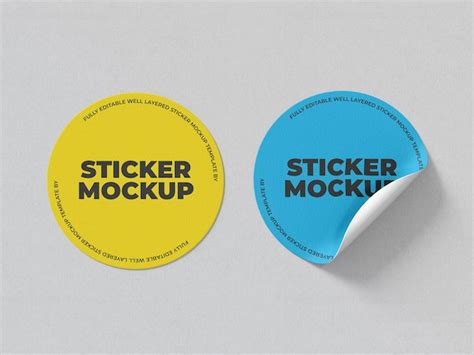 Premium PSD Round Circle Sticker Mockup