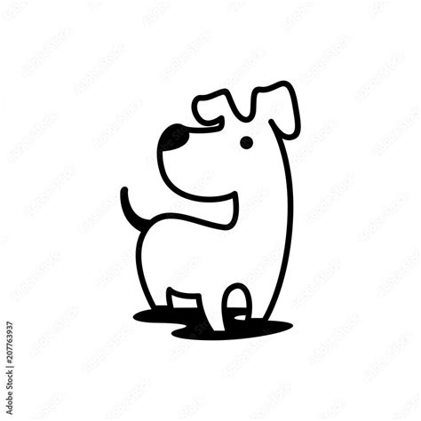 Simple Line Art Outline Dog Logo Silhouette Icon Vector Stock Vector | Adobe Stock