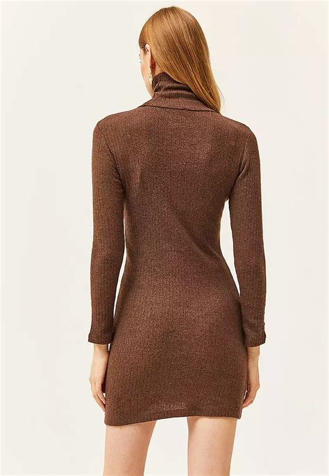 Buy Olalook Turtleneck Ribbed Mini Dress Online Zalora