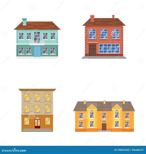 Ensemble De Bâtiments De Dessin Extérieurs De Maison Différents