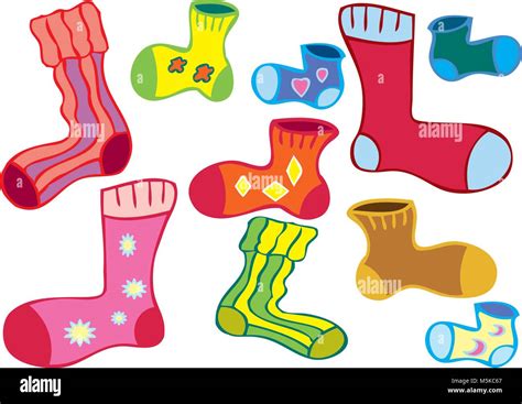 A cartoon of several different colored odd socks Stock Vector Image ...