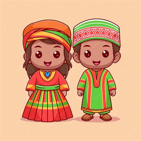 Premium Vector | Cute boy and girl in folk costumes culture and