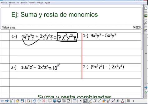 Suma Y Resta De Monomios Youtube