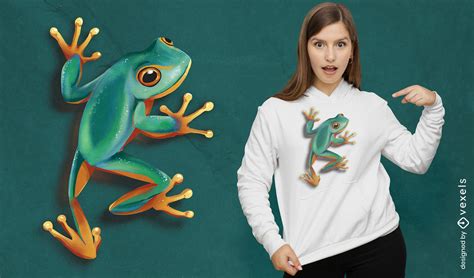 Realistic Green Frog T Shirt Design Psd Editable Template