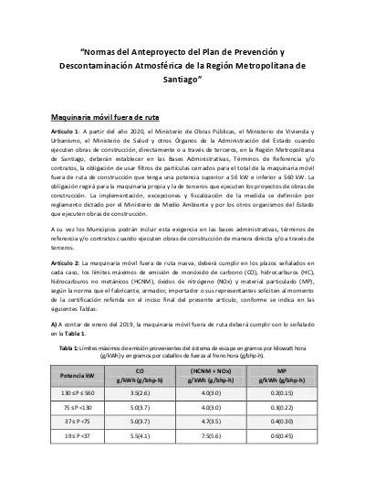 Normas Del Anteproyecto Del Plan De Prevenci N Y Descontaminaci N