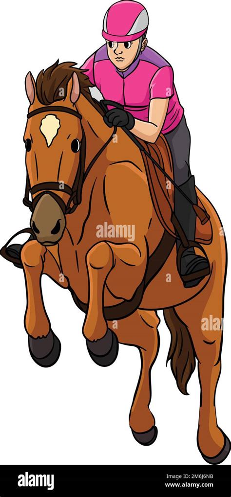 Show Jumping Cartoon Colored Clipart Illustration Stock Vector Image