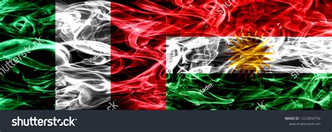 Italy Vs Kurdistan Kurdish Smoke Flags Stock Illustration 1223850754