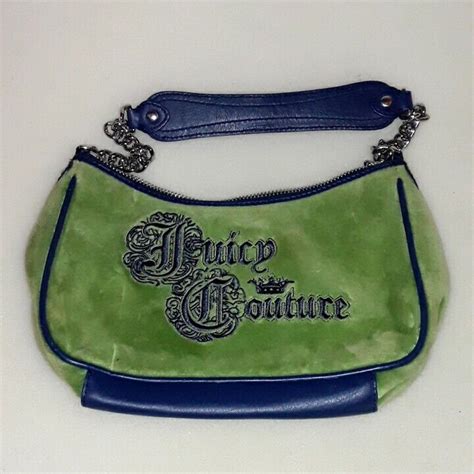 Rare Htf Y K Vintage Juicy Couture Green Velour Shoul Gem