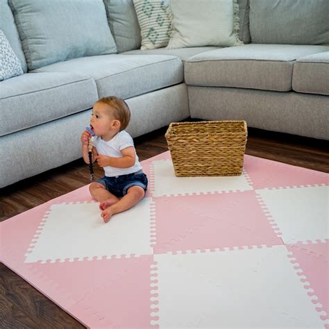 Baby Foam Play Mat: Interlocking Foam Floor Tiles Pink/Cream | Etsy