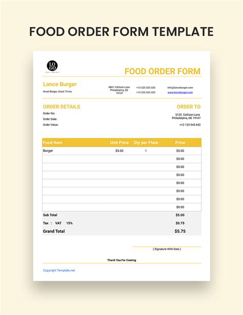 Order Form Template Google Sheets