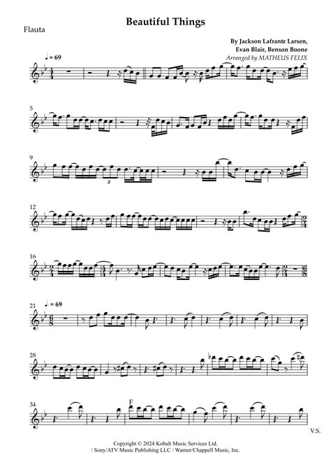 Beautiful Things Arr Matheus Felix By Benson Boone Sheet Music For Flute Solo At Sheet Music