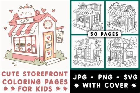 Cute Storefront Coloring Pages Graphic By Sei Graph Arts Creative Fabrica