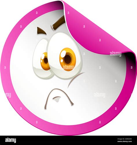 Sad Emoticon Pink Border Sticker Stock Vector Image And Art Alamy