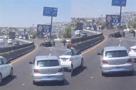 Autopista México Pachuca volcadura de auto genera caos vehicular La