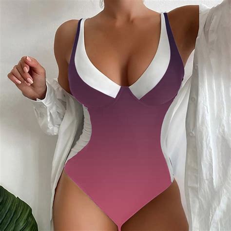 Red One Oiece Swimsuit Women S Spring Summer Floral Print Cut Waist Bikini Set With Chest Topper