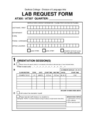 Fillable Online LAB REQUEST FORM Fax Email Print PdfFiller