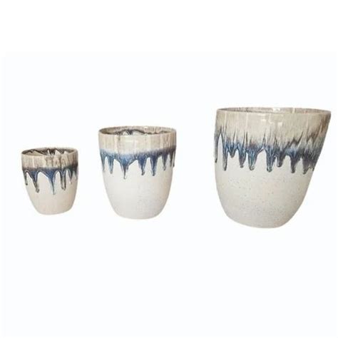 White Base Printed Ceramic Flower Pot Set For Indoor At Rs In Khurja