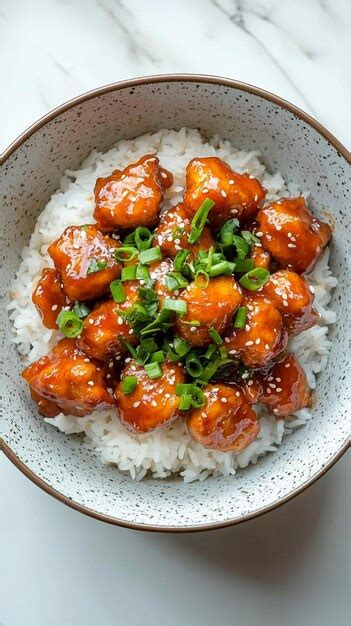 Top View of Orange Chicken on Rice | Premium AI-generated image