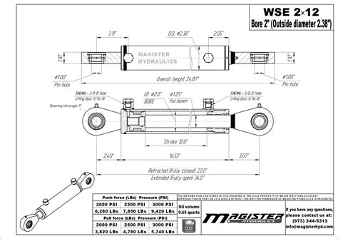 2 Bore X 12 Stroke Hydraulic Cylinder Welded Swivel Eye Double Acting Cylinder Magister