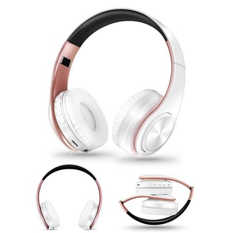 Casque Audio Bluetooth Blanc Rose Or