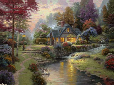 Thomas Kinkade Cottage Thomas Kinkade Art Thomas Kinkade Paintings