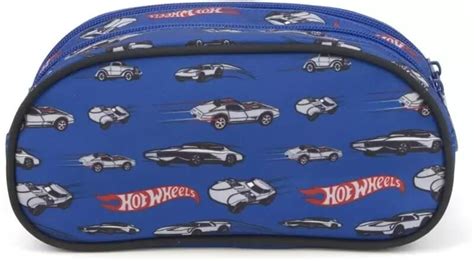 Estojo Duplo Hot Wheels Azul Mundo Do Estudante
