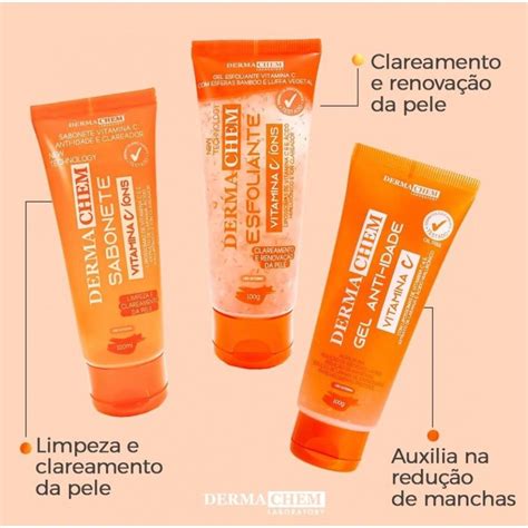 Kit Facial Anti Idade Gel Vitamina C Sabonete Vitamina C