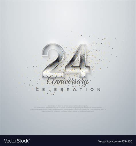 Silver Elegant Number 24th On A Glossy White Vector Image