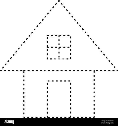 Tracing house dotted lines shape for preschool and kindergarten school ...