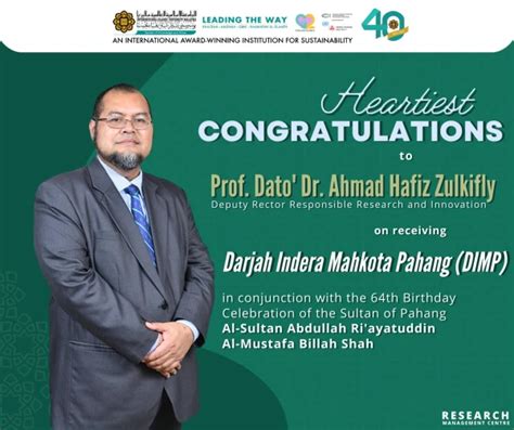 Iium Research Heartiest Congratulations To Prof Datuk Dr Ahmad