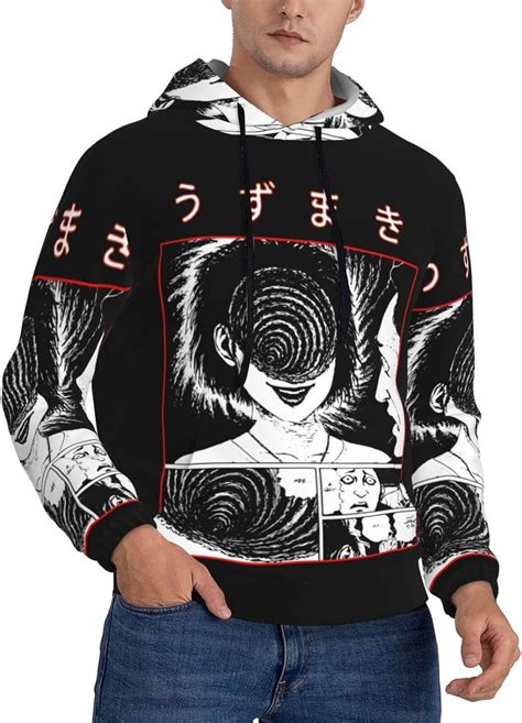 Junji Ito Uzumaki Men S Hoodies 3d Printing Long Sleeve Sweater Pullovers With Kangaroo Pocket