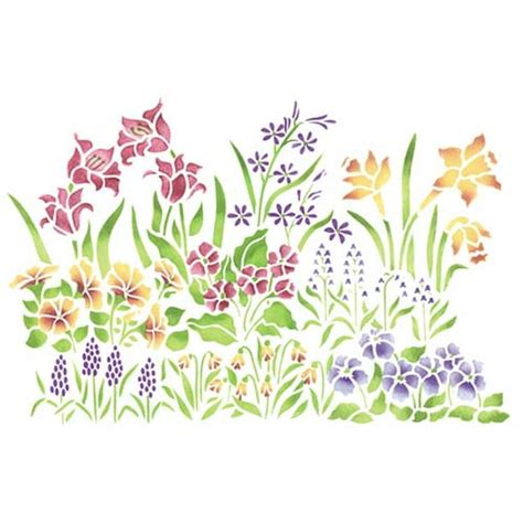 Large Mixed Flower Garden Wall Stencil SKU #182A by Designer Stencils - Walmart.com - Walmart.com