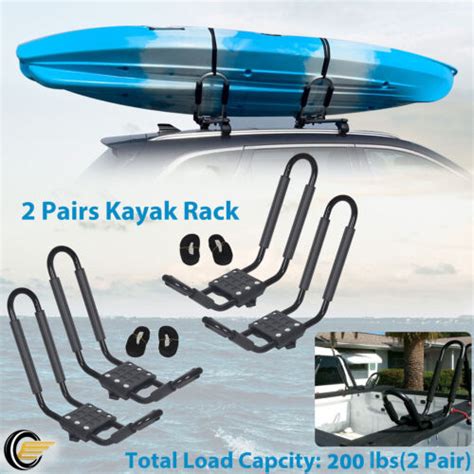 2 Pair Canoe Boat Kayak Roof Rack Car Suv Truck Top Mount Carrier J Cross Bar 737353349097 Ebay