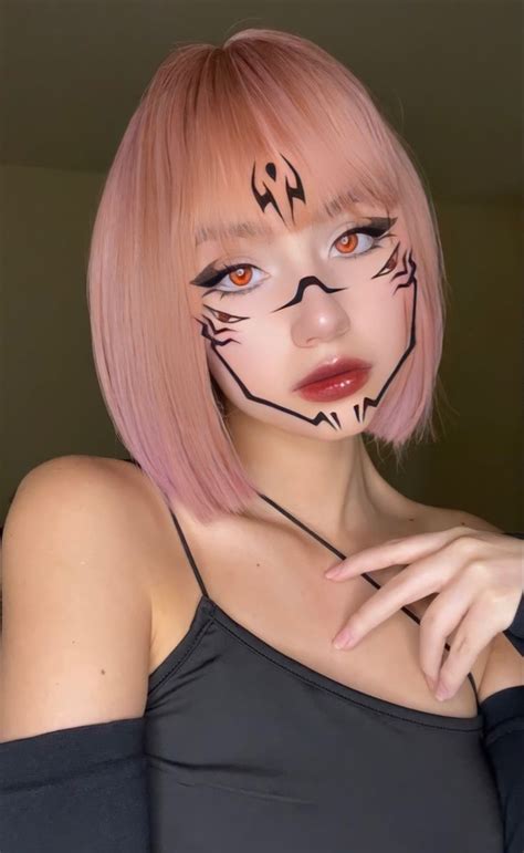 Jujutsu Kaisen Sukuna Cosplay Maquillaje Mujer Maquillaje De