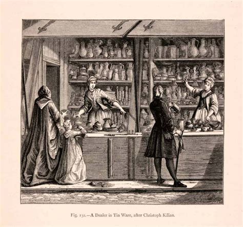 18th Century Shops Antique Illustration 18th Century Pottery Shop