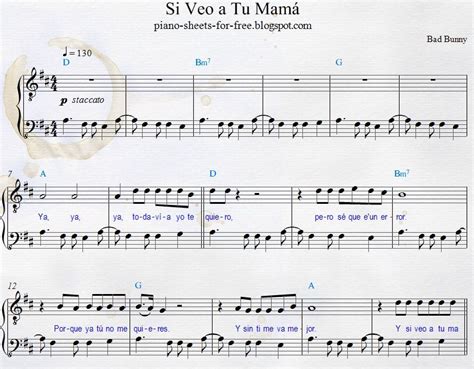 Bad Bunny Si Veo A Tu Mamá Piano Partitura 640