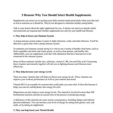 5 Reasons Why You Should Select Health Supplements Pdf DocDroid