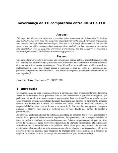 PDF Governança de TI comparativo entre COBIT e ITIL PDF fileEste