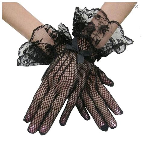 FISHNET Gloves Frilled Black Or White Lace Crochet Gothic Etsy