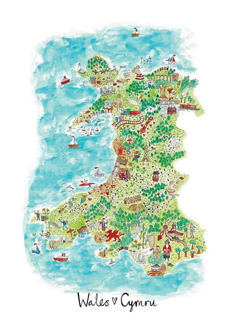 Wales Map Print Welsh T Map Of Wales A3 Print Map Art Etsy Uk